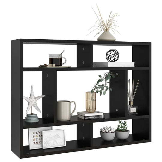 Wall Shelf Black 75x16x55 cm Engineered Wood