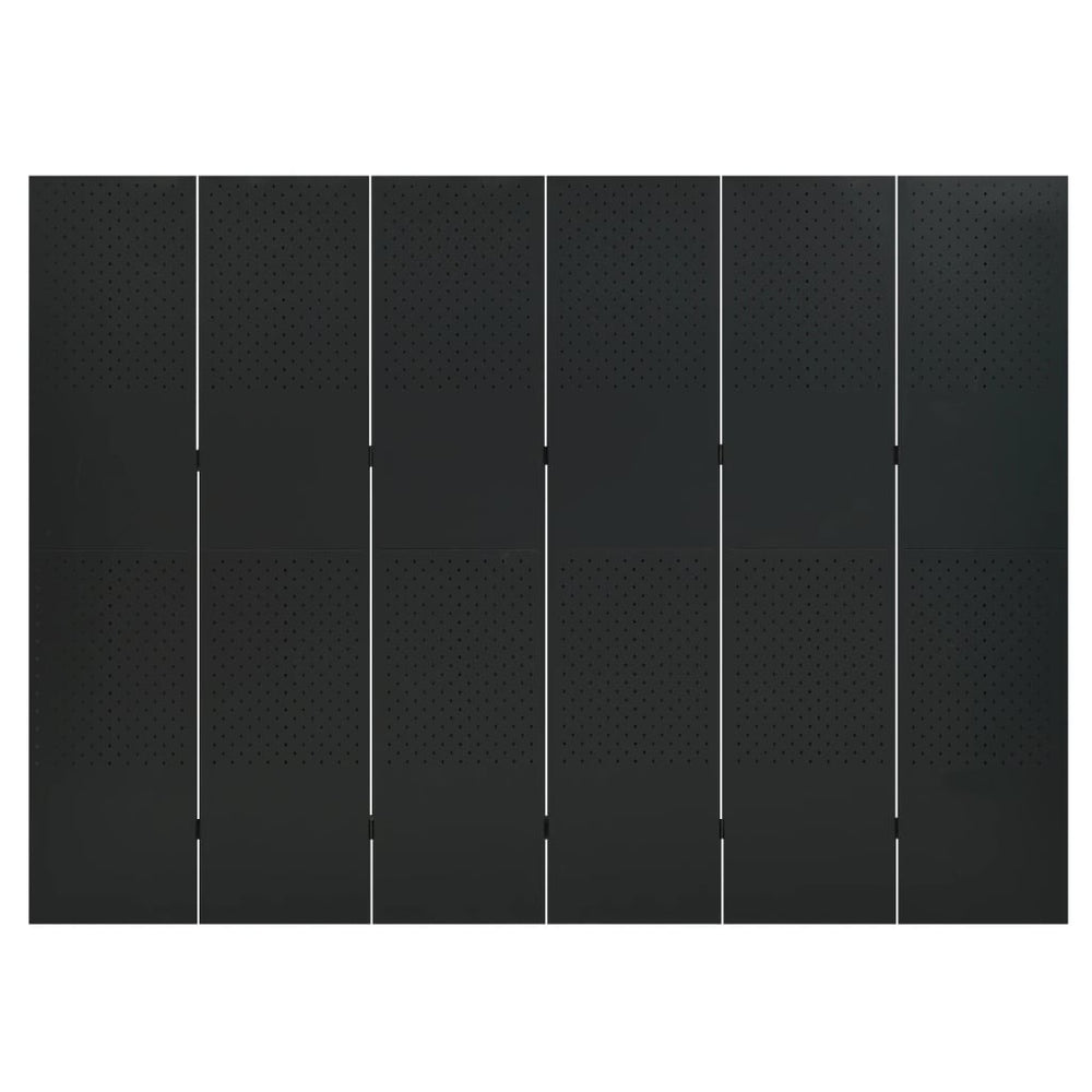 6-Panel Room Divider Black 240x180 cm Steel