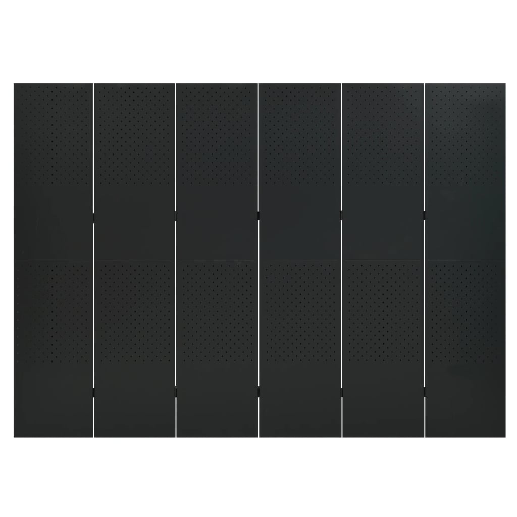 6-Panel Room Divider Black 240x180 cm Steel