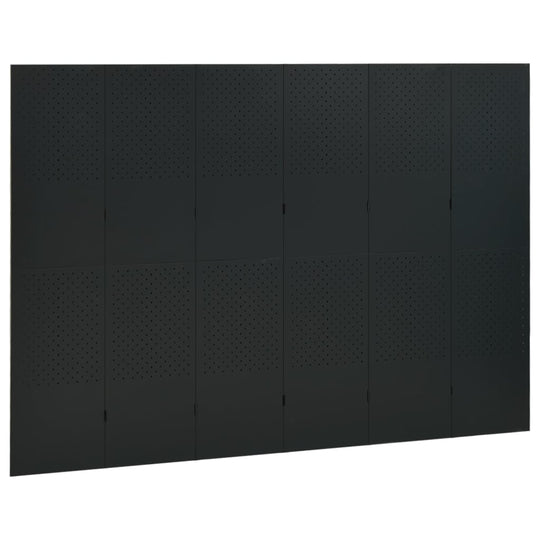 6-Panel Room Divider Black 240x180 cm Steel