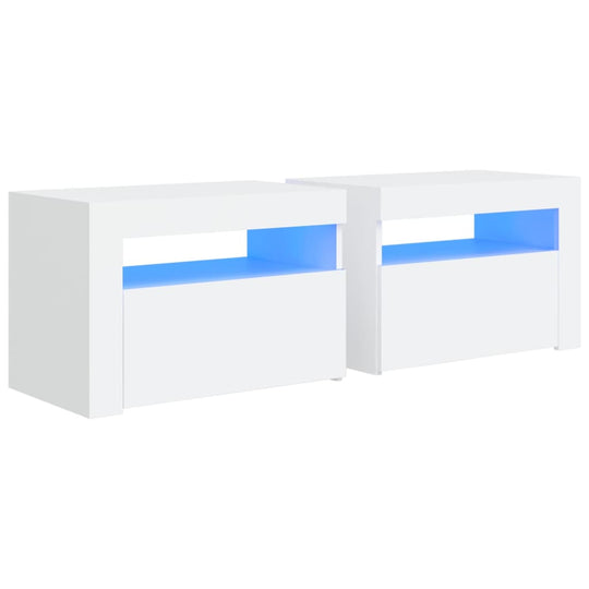 Bedside Cabinets 2 pcs with LEDs White 60x35x40 cm