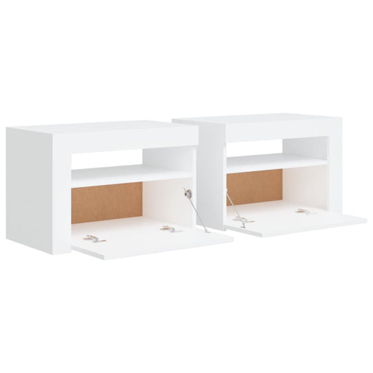 Bedside Cabinets 2 pcs with LEDs White 60x35x40 cm