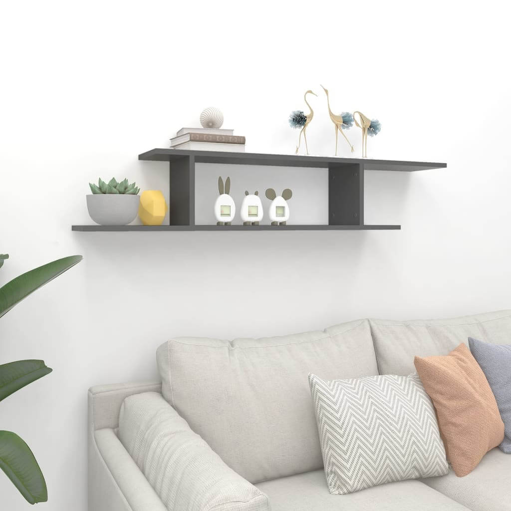 Wall-Mounted TV Shelf Grey 125x18x23 cm Engineered Wood