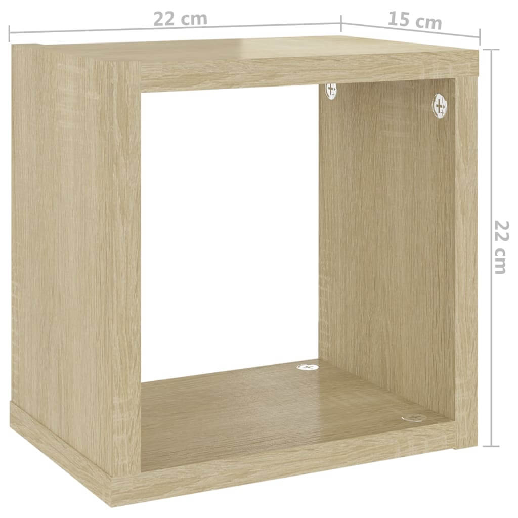 Wall Cube Shelves 4 pcs Sonoma Oak 22x15x22 cm