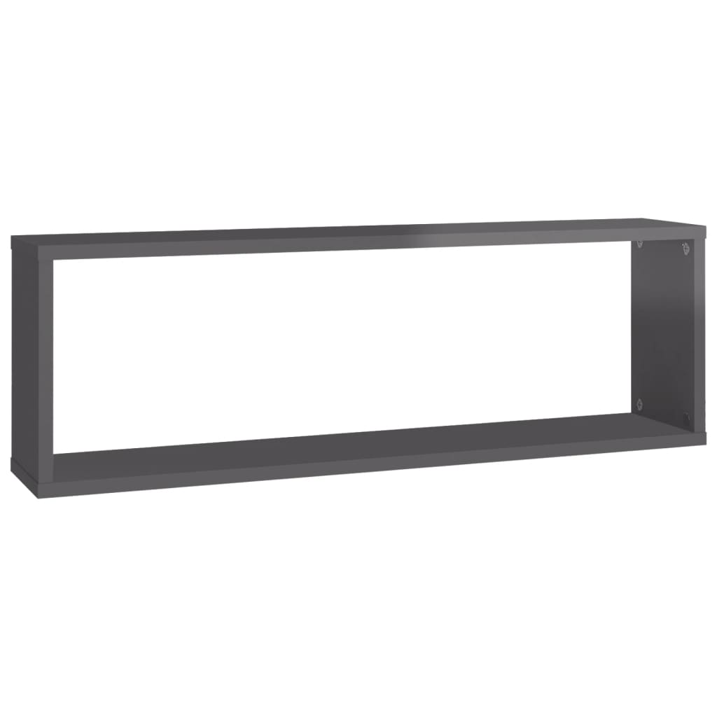 Wall Cube Shelves 6 pcs High Gloss Grey 80x15x26.5 cm Engineered Wood