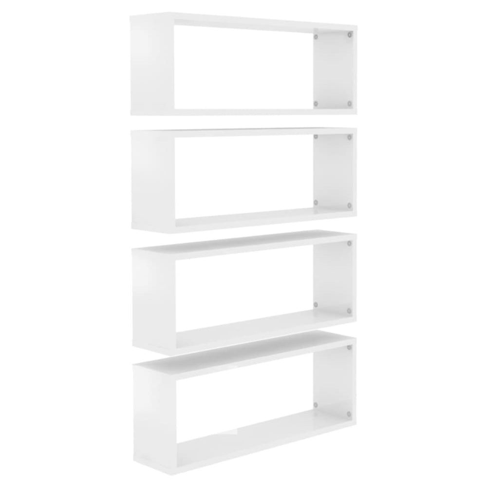 Wall Cube Shelves 4 pcs High Gloss White 60x15x23 cm Engineered Wood