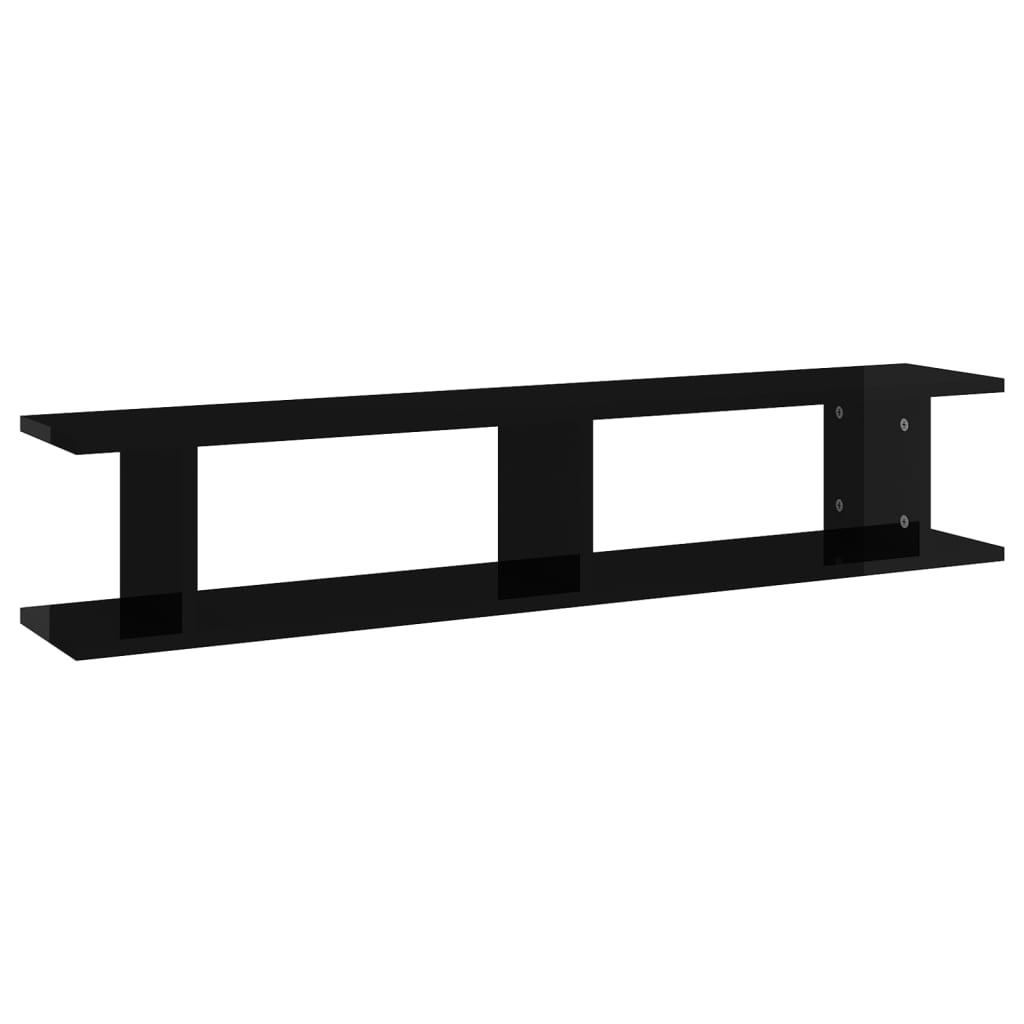 Wall Shelves 2 pcs High Gloss Black 105x18x20cm Engineered Wood