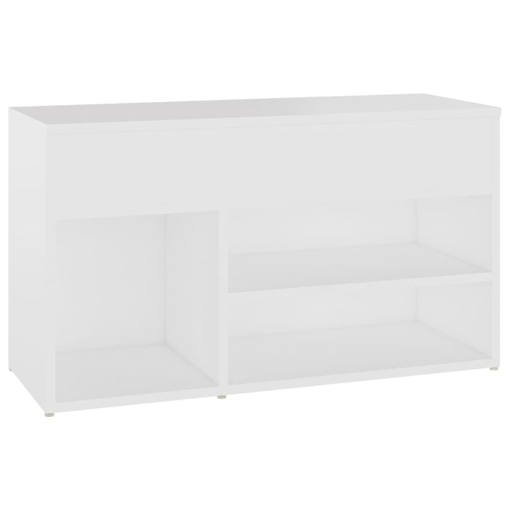 White shoe bench with shelves and storage compartment, engineered wood, 80x30x45 cm, affordable and stylish quality furniture