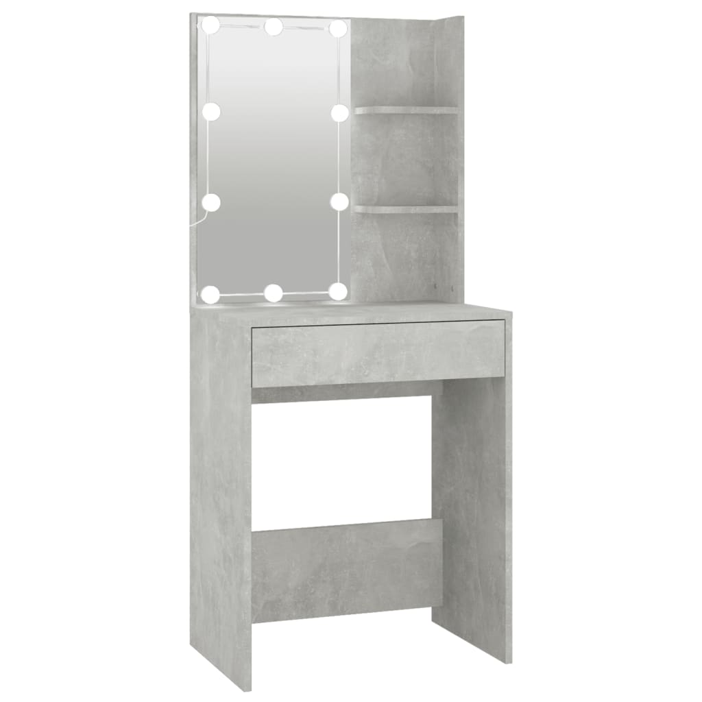 Dressing Table with LED Concrete Grey 60x40x140 cm