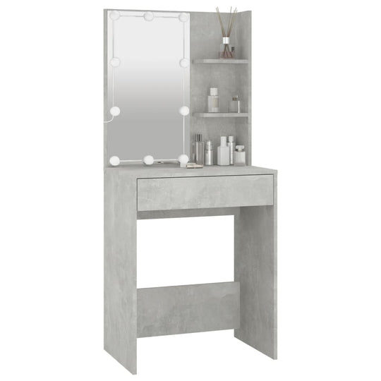 Dressing Table with LED Concrete Grey 60x40x140 cm