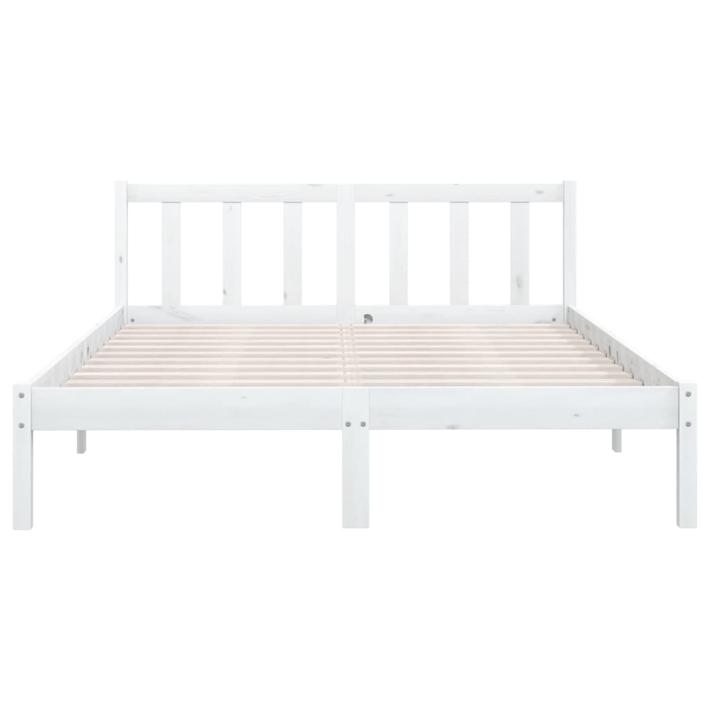 Bed Frame without Mattress White Solid Wood 135x190 cm