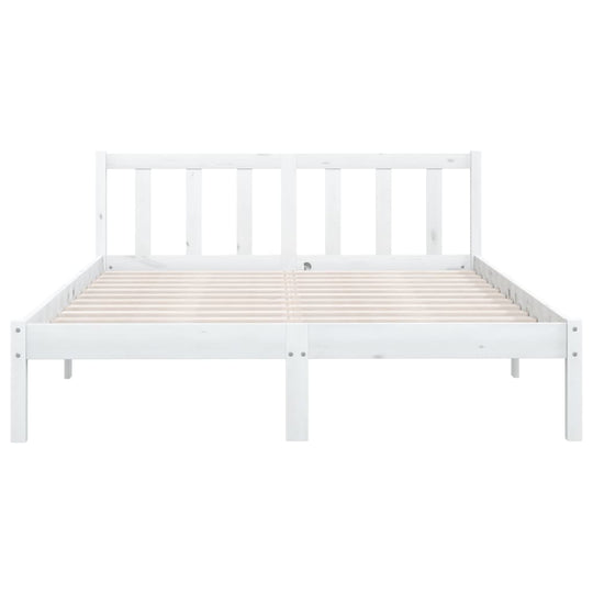 Bed Frame without Mattress White Solid Wood 135x190 cm