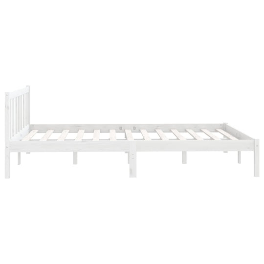 Bed Frame without Mattress White Solid Wood 135x190 cm