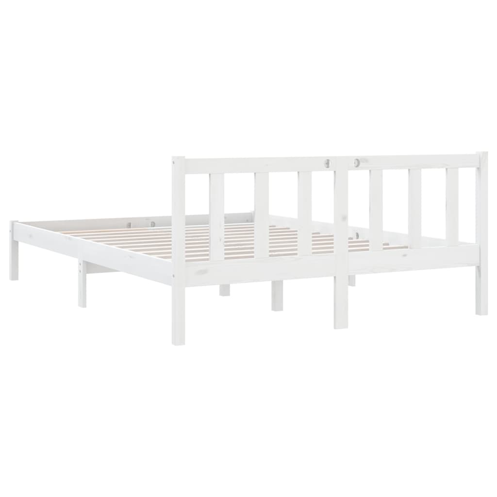 Bed Frame without Mattress White Solid Wood 135x190 cm