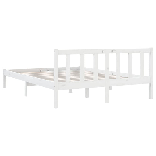 Bed Frame without Mattress White Solid Wood 135x190 cm