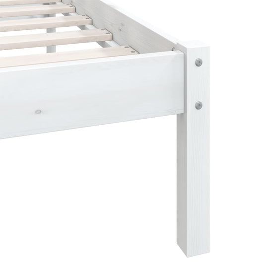 Bed Frame without Mattress White Solid Wood 135x190 cm