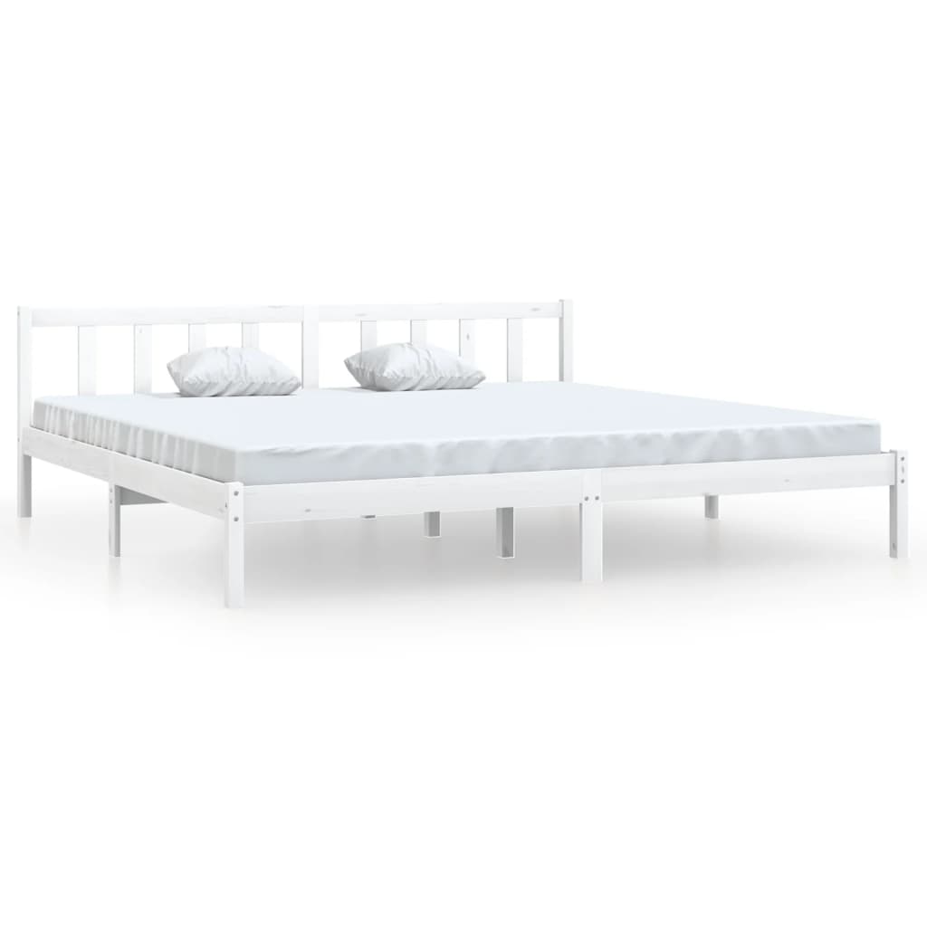 Bed Frame without Mattress White Solid Wood 183x203 cm King