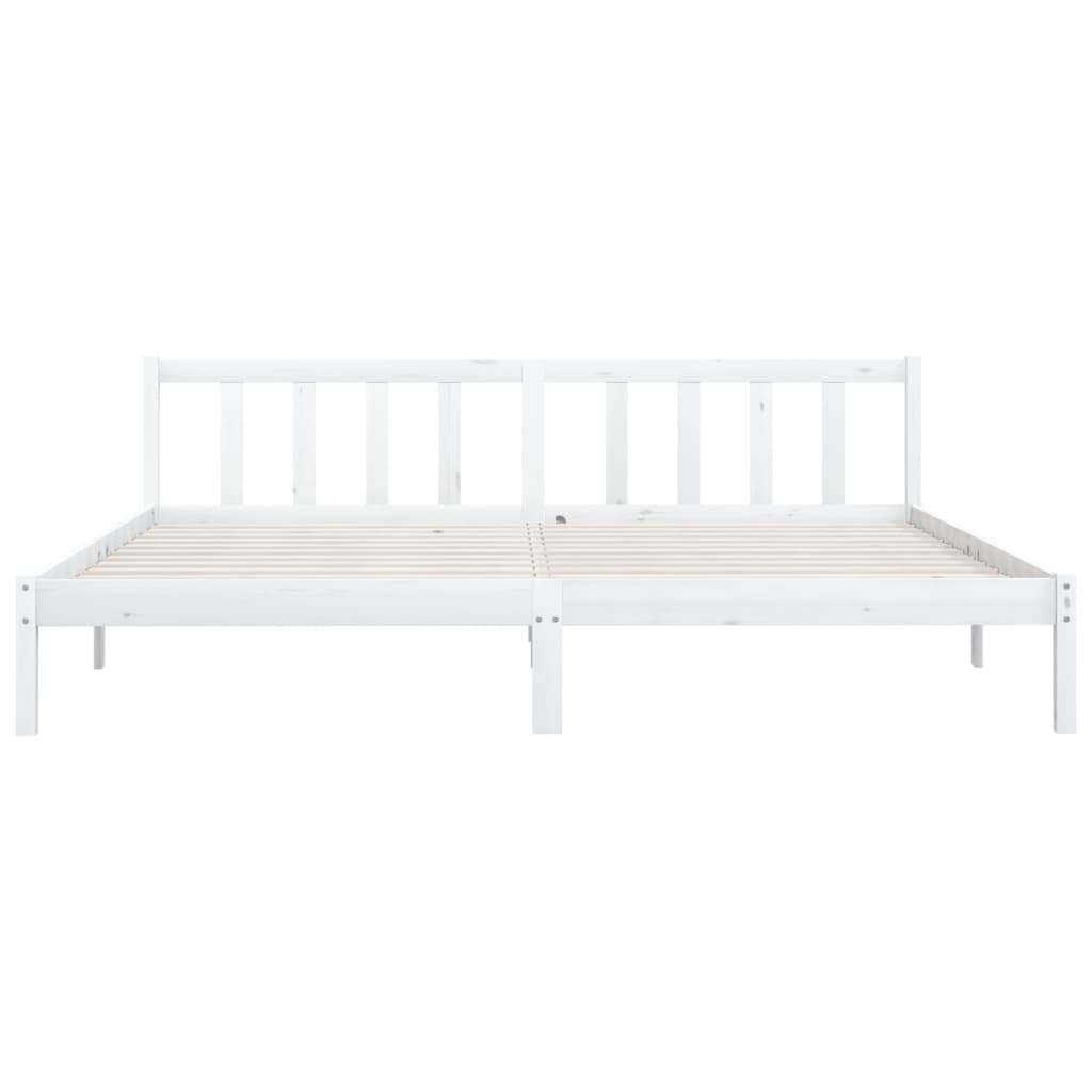 Bed Frame without Mattress White Solid Wood 183x203 cm King