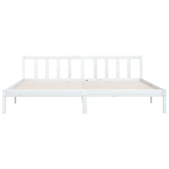 Bed Frame without Mattress White Solid Wood 183x203 cm King