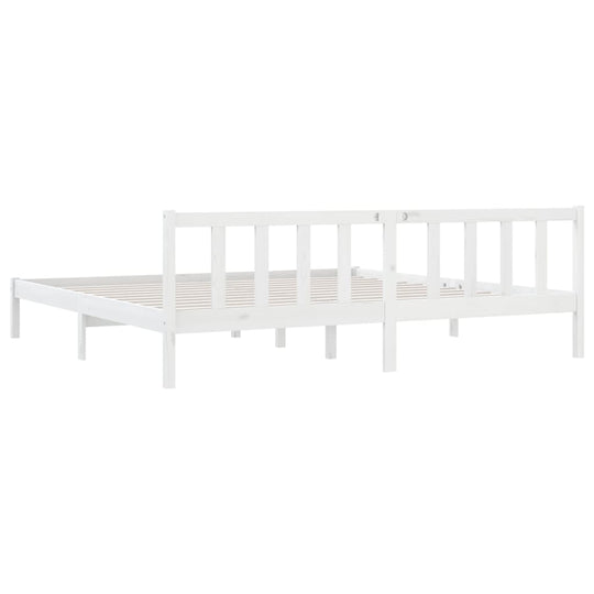 Bed Frame without Mattress White Solid Wood 183x203 cm King