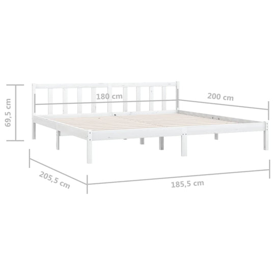 Bed Frame without Mattress White Solid Wood 183x203 cm King