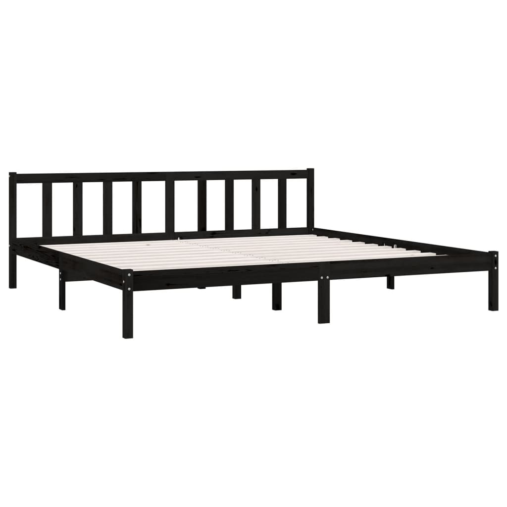 Bed Frame without Mattress Black Solid Wood 183x203 cm King