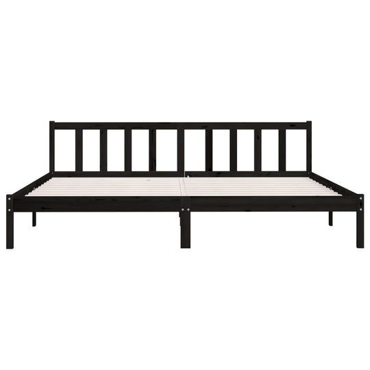 Bed Frame without Mattress Black Solid Wood 183x203 cm King