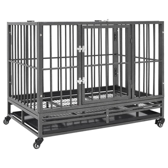 Dog Cage with Wheels Steel 92x62x76 cm