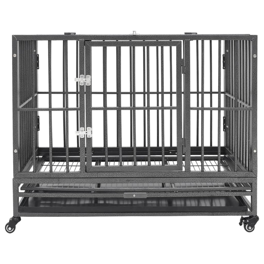 Animal & Pet Supplies, Animal & Pet Supplies > Pet Supplies > Pet Carriers & Crates, Black, feed-cond-new, feed-sl-vidaXL Freight Payable, new, parcel, Pet Carriers & Crates, Pet Supplies, vidaXLDog Cage With Wheels Steel - Premium Pet Carriers & Crates from vidaXL - Just $232! Shop Online Buy Now at S & D's Value Store Family Business Best Customer Service