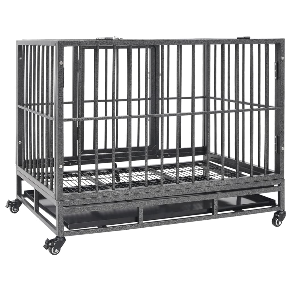 Dog Cage with Wheels Steel 92x62x76 cm