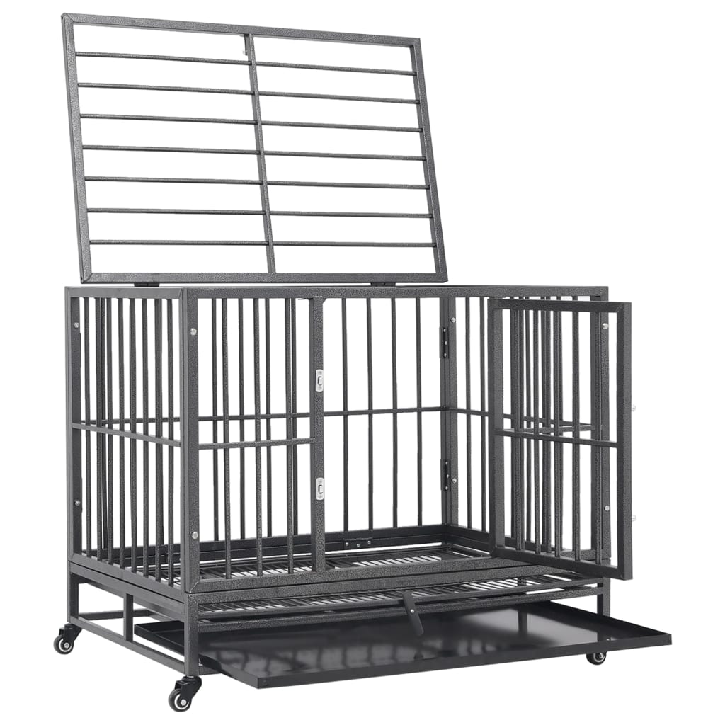 Dog Cage with Wheels Steel 92x62x76 cm