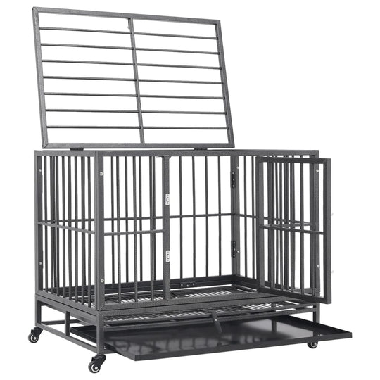 Dog Cage with Wheels Steel 92x62x76 cm