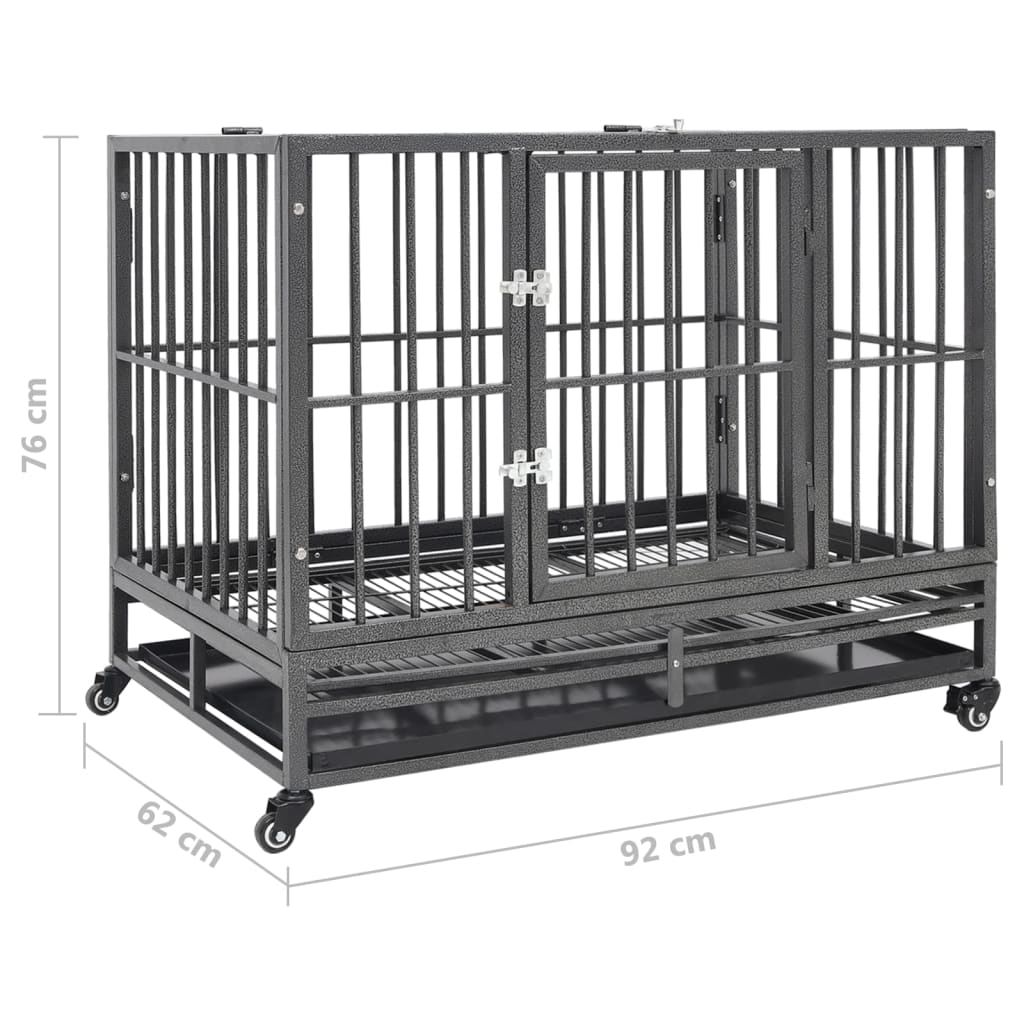 Dog Cage with Wheels Steel 92x62x76 cm