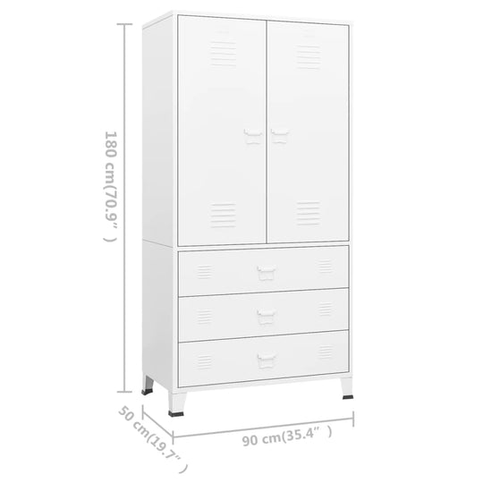 Industrial Wardrobe White 90x50x180 cm Metal