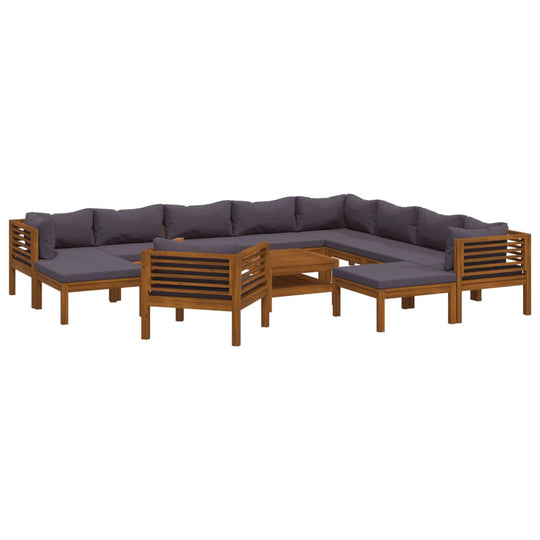 12 Piece Garden Lounge Set with Cushion Solid Acacia Wood