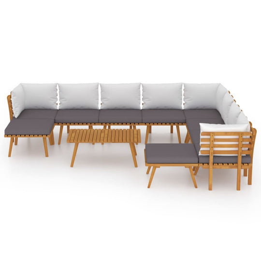 11 Piece Garden Lounge Set with Cushions Solid Wood Acacia