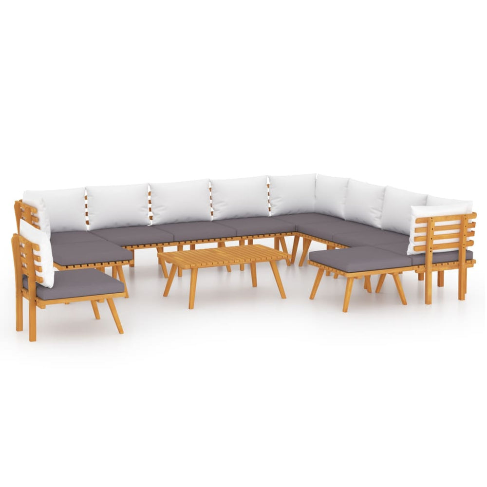 12 Piece Garden Lounge Set with Cushions Solid Wood Acacia