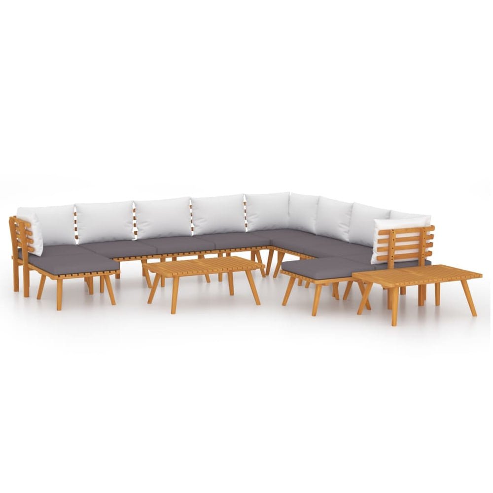 12 Piece Garden Lounge Set with Cushions Solid Wood Acacia