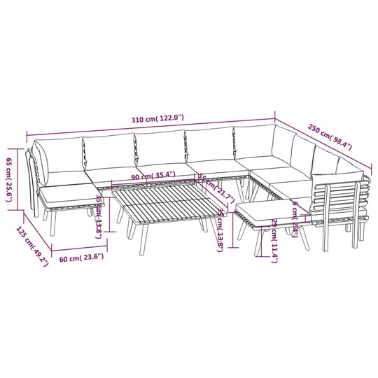 12 Piece Garden Lounge Set with Cushions Solid Wood Acacia