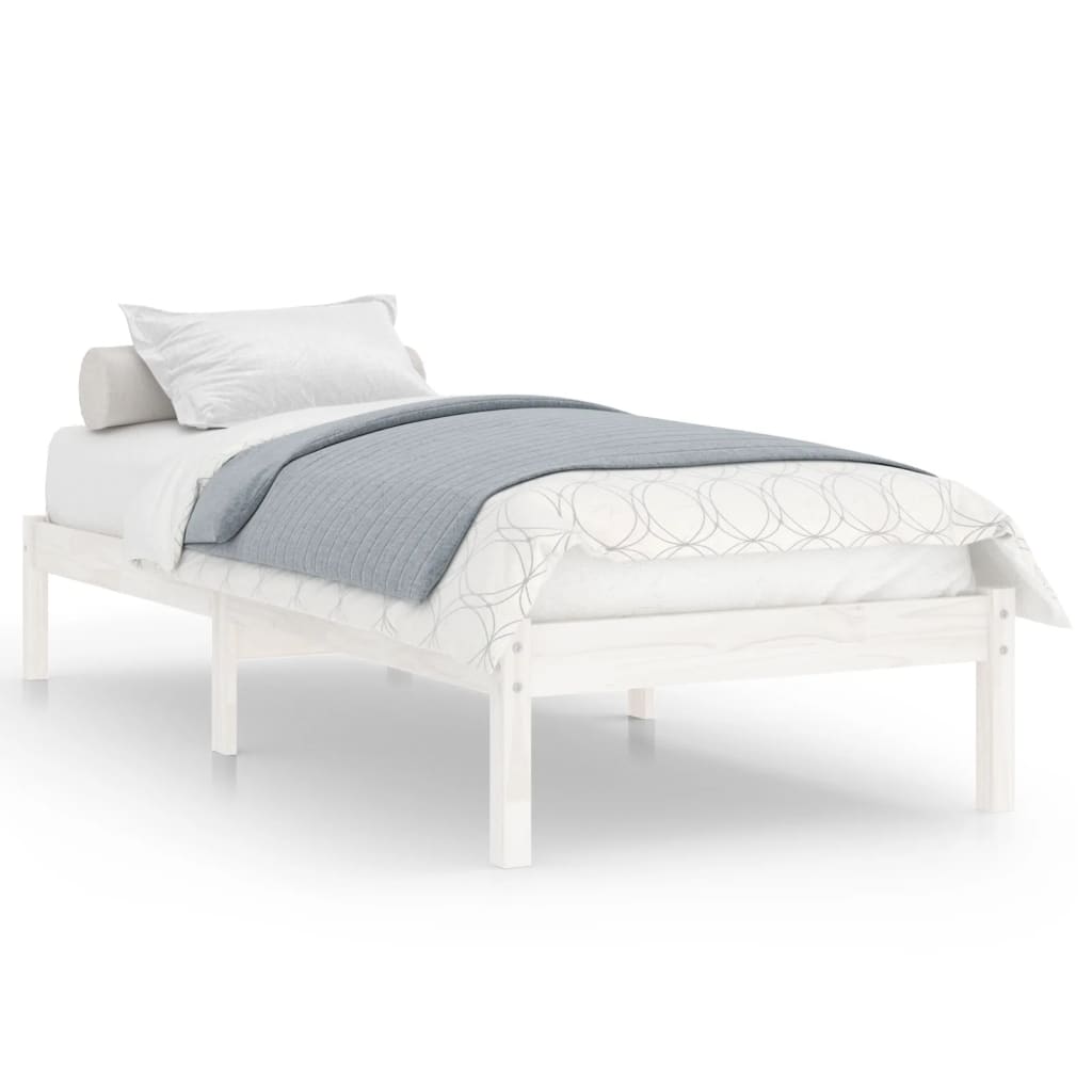 Bed Frame without Mattress White Solid Wood 90x190 cm