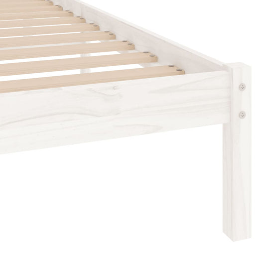 Bed Frame without Mattress White Solid Wood 90x190 cm