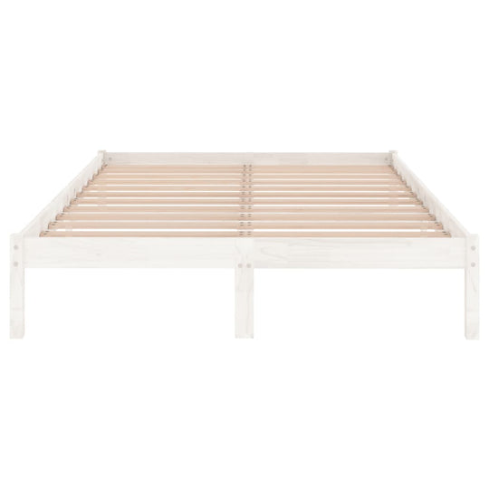 Bed Frame without Mattress White Solid Wood 135x190 cm