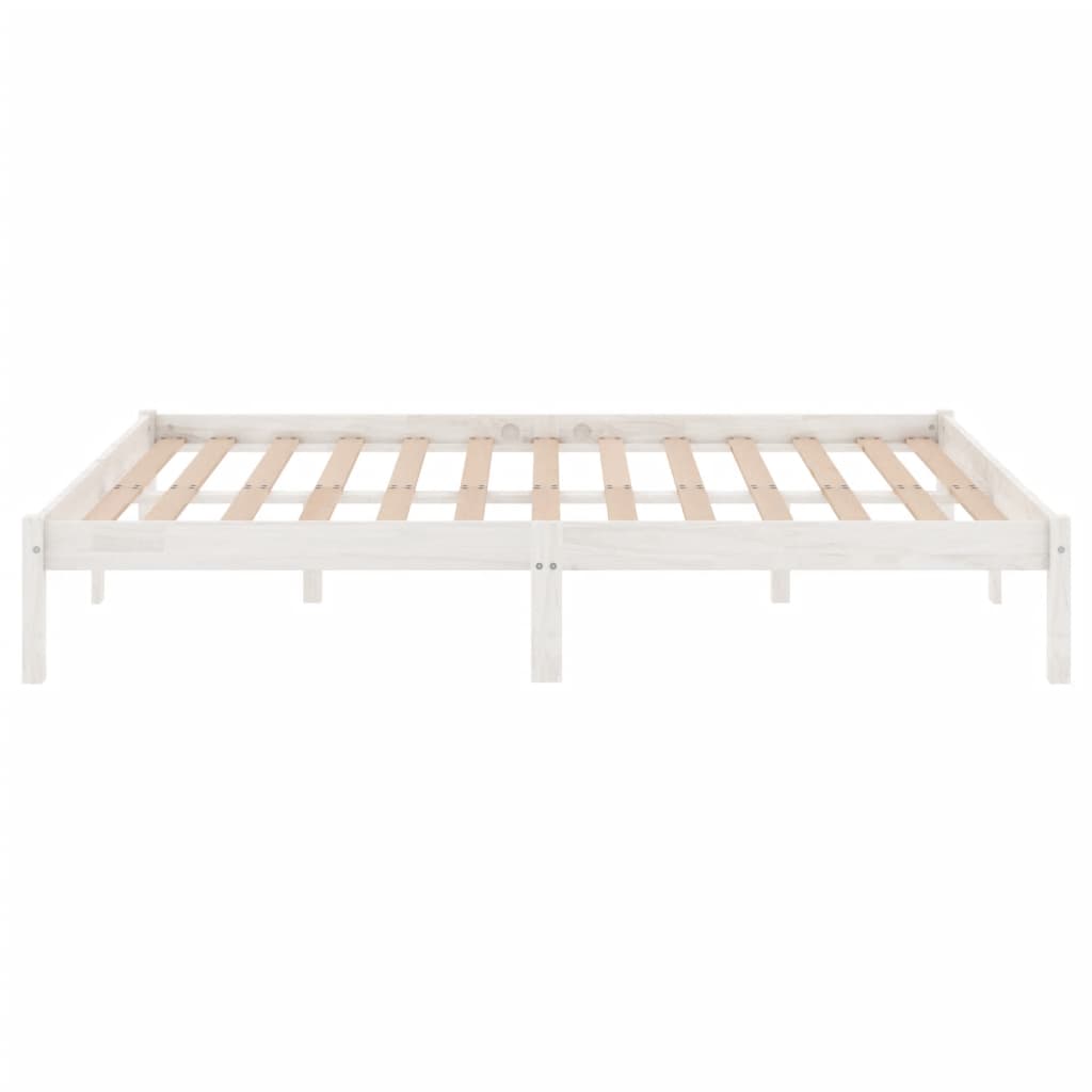 Bed Frame without Mattress White Solid Wood 135x190 cm