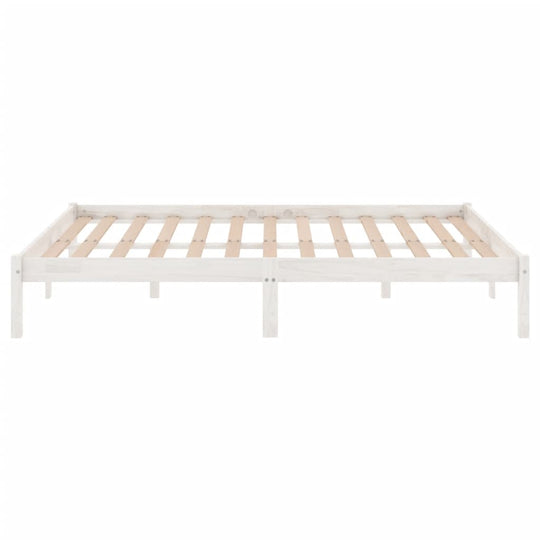 Bed Frame without Mattress White Solid Wood 135x190 cm