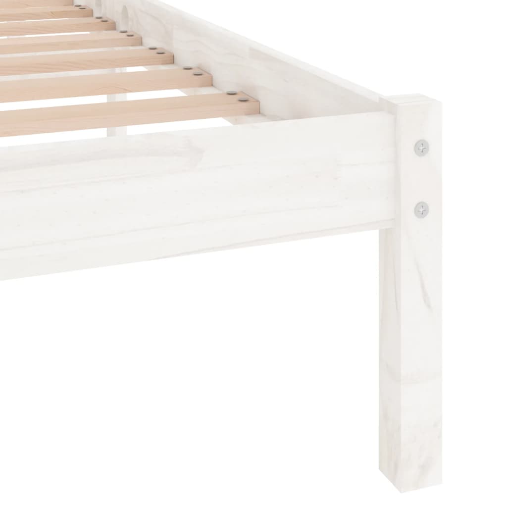 Bed Frame without Mattress White Solid Wood 135x190 cm