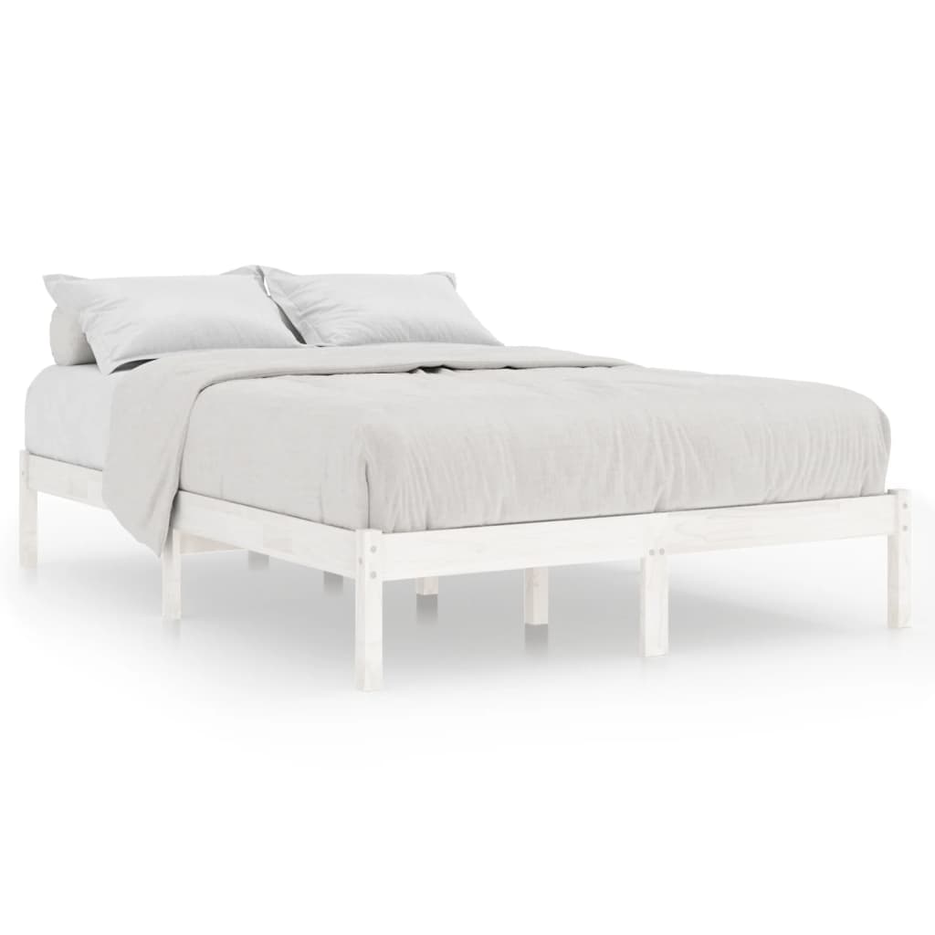 Bed Frame without Mattress White Solid Wood 183x203 cm King