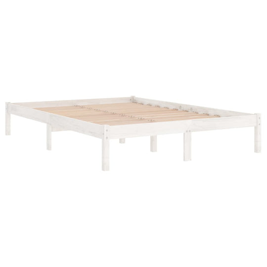 Bed Frame without Mattress White Solid Wood 183x203 cm King