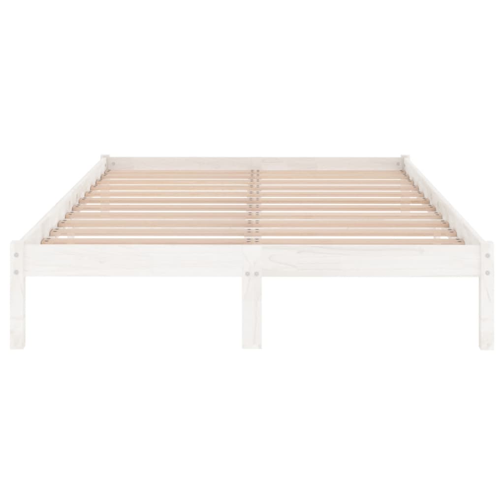 Bed Frame without Mattress White Solid Wood 183x203 cm King