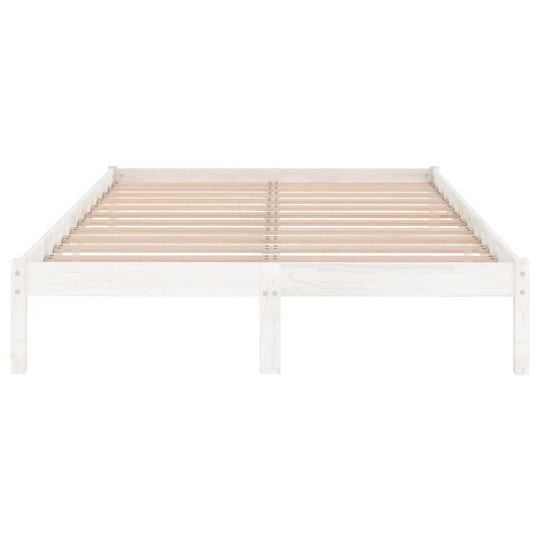 Bed Frame without Mattress White Solid Wood 183x203 cm King