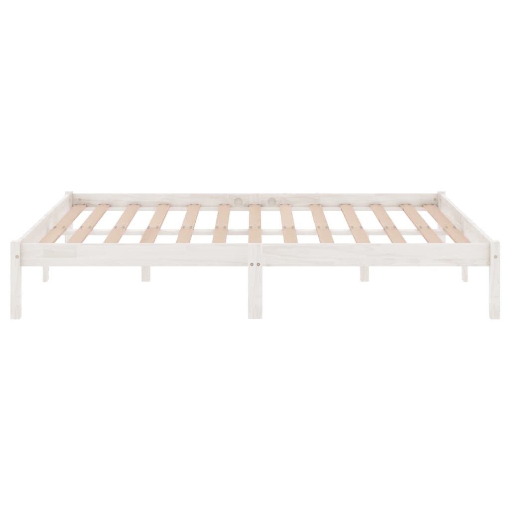 Bed Frame without Mattress White Solid Wood 183x203 cm King